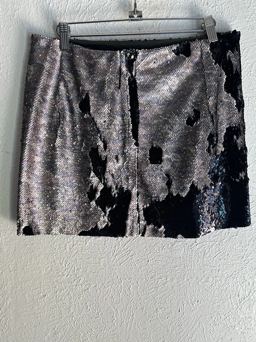Free People FP One Reversible Black Silver Sequin Mini Skirt Small Party Sz 10